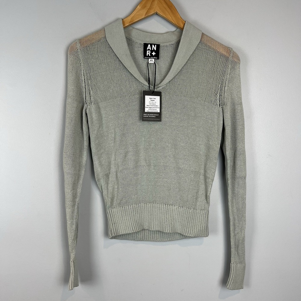 Alp n Rock Womens Size XS Sigrid Polo Sweater Gray Semi Sheer NWT Sample